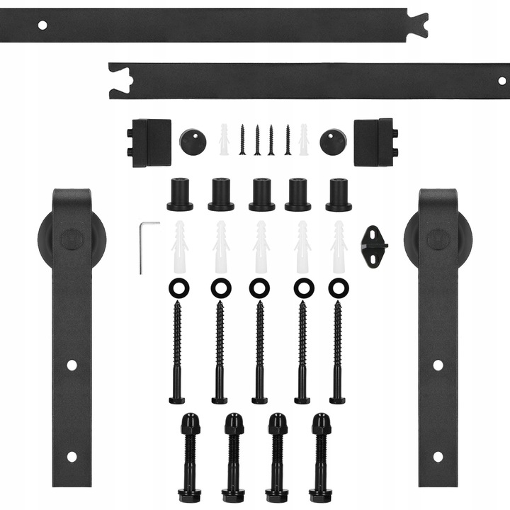 Sistem usi glisante, Springos, model Barn Door, 183cm, negru mat, set complet