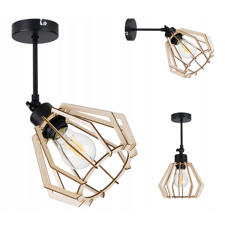 LED-ONE függőlámpa, Brylant modell, fa, 20cm magasság, 1 db E27 fényforrás, 10cm átmérő