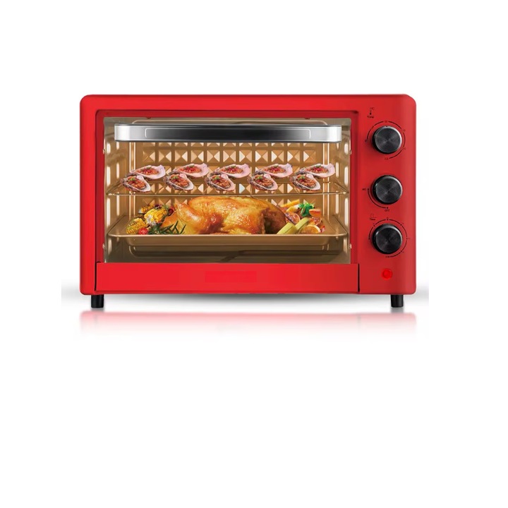 Cuptor Electric ATT, 18L, 1200W, Control Mecanic, Timer, Rosu Elegant