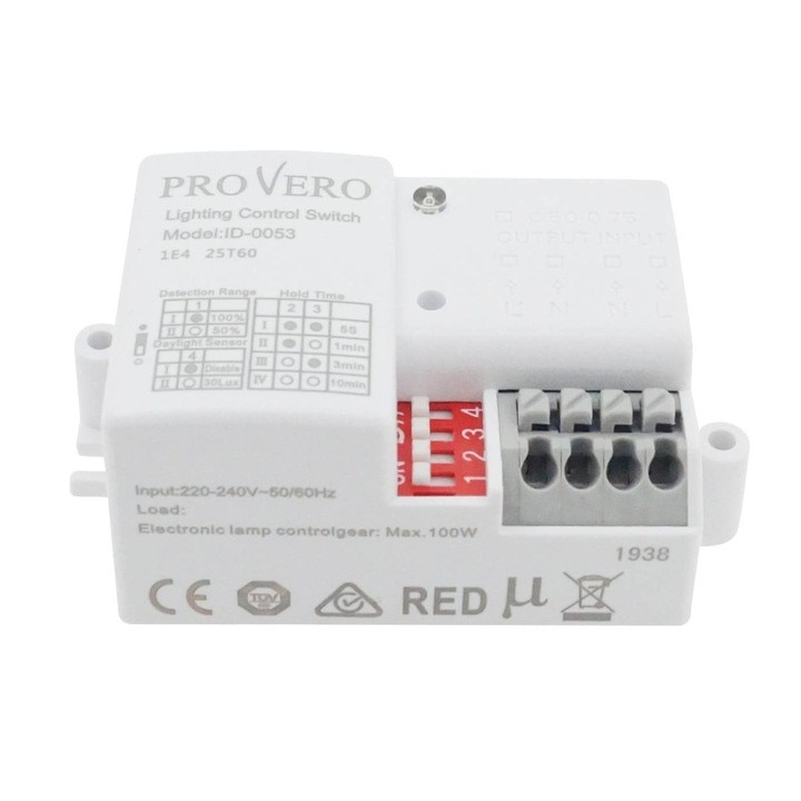 Kit senzor de miscare cu microunde LED-ONE, 230V, 12m, IP20, 60x35,5x25 ...