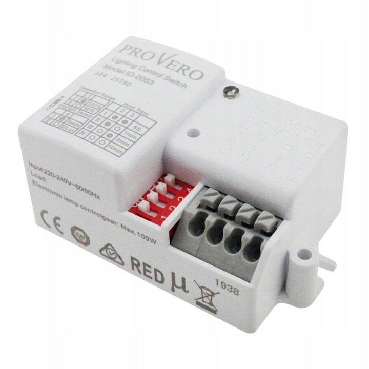 Kit senzor de miscare cu microunde LED-ONE, 230V, 12m, IP20, 60x35,5x25 ...