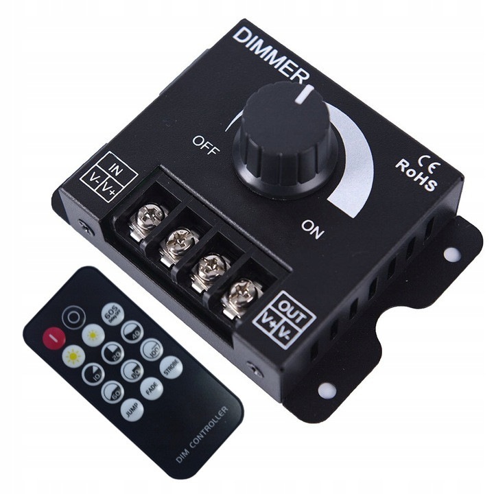 Dimmer LED cu controler RF, LED-ONE, 5-24V, 30A, negru, 86x62x37mm, cu telecomanda