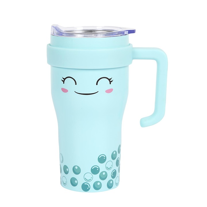 Termosz bögre, Cook Concept, Rozsdamentes acél, Légmentesen záródó fedél, Ideális utazáshoz, irodába, 600 ml, Türkiz
