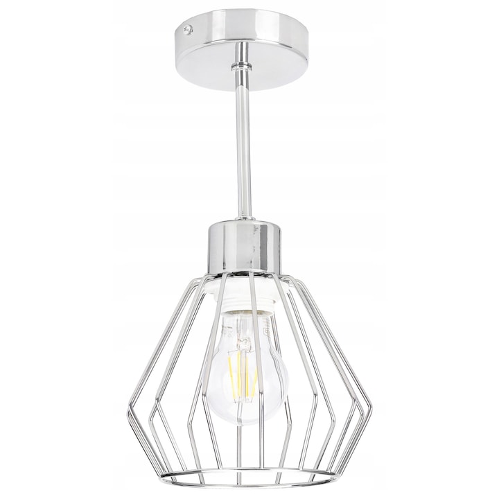 Lampa Suspendata Loft Drat E27, Design Modern Crom