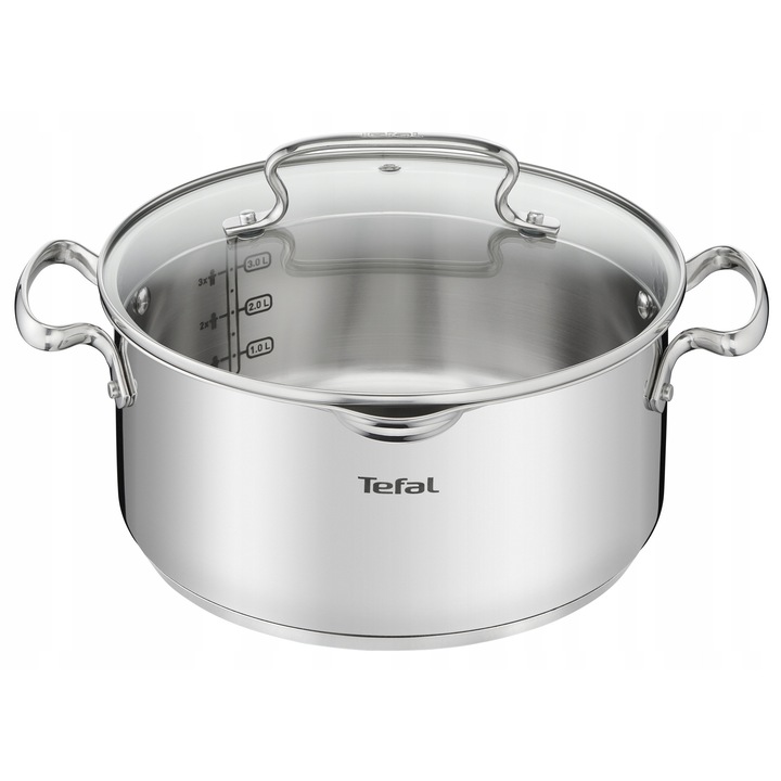 Tefal Duetto+ lábas fedővel, 24cm, rozsdamentes acél, 5L, minden típusú főzőlaphoz