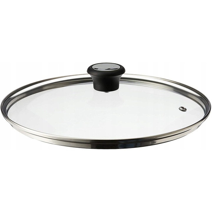Tefal fedő 28cm üveg fekete-ezüst-átlátszó hőálló
