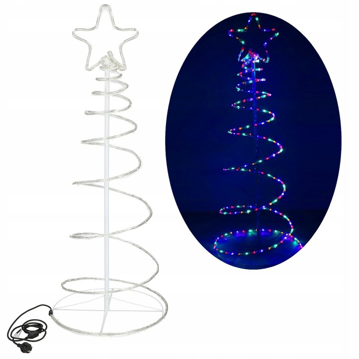 Többszínű LED-es műfenyő 135cm, 192 LED, dekoratív karácsonyi szett