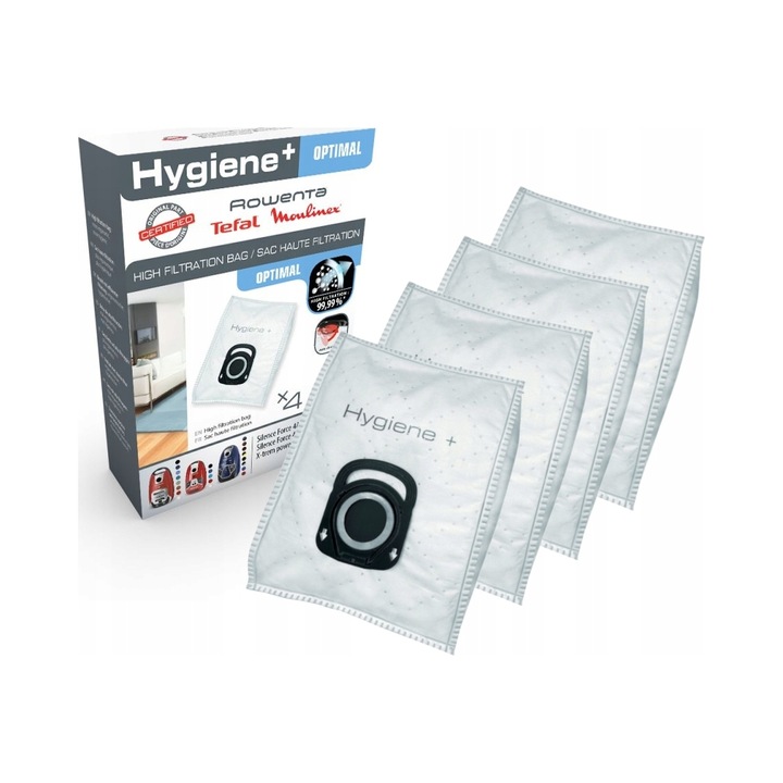 Set 4 saci aspirator Rowenta ZR200540, textil, filtrare microcercuri, pentru aspiratoare Tefal