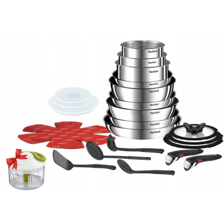 Tefal Ingenio Emotion 25 részes edénykészlet, inox, 16-28 cm, tapadásmentes, levehető nyéllel