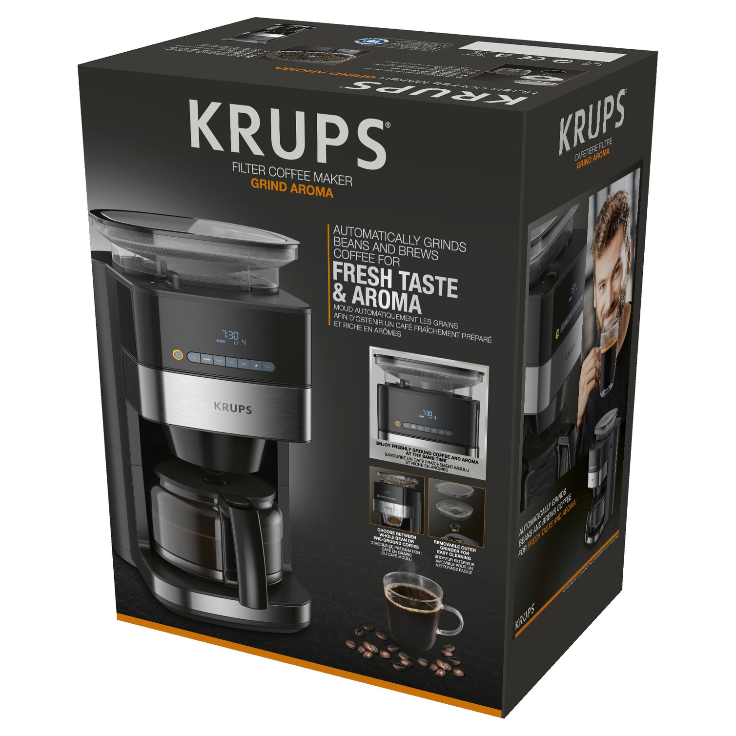Cafetiere Krups KM8328, 1000W, 1,25l, negru, cu functie de pastrare a temperaturii