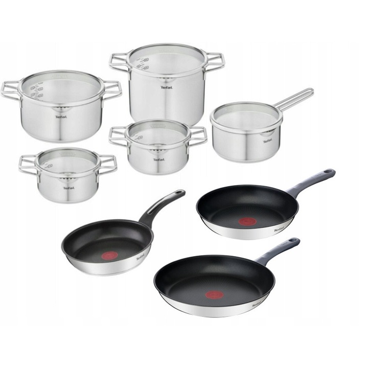 Tefal Nordica edénykészlet 5 részes, rozsdamentes acél, 18-24 cm, fedővel, indukciós főzőlappal kompatibilis
