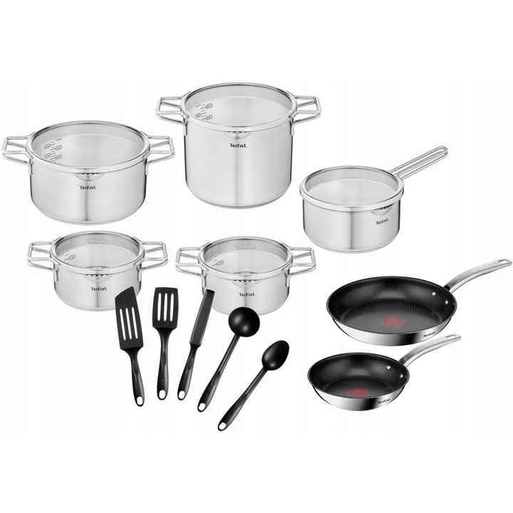 Комплект тенджери Tefal Nordica, 5 части, инокс, 24см, 22см, 20см, 18см, 16см