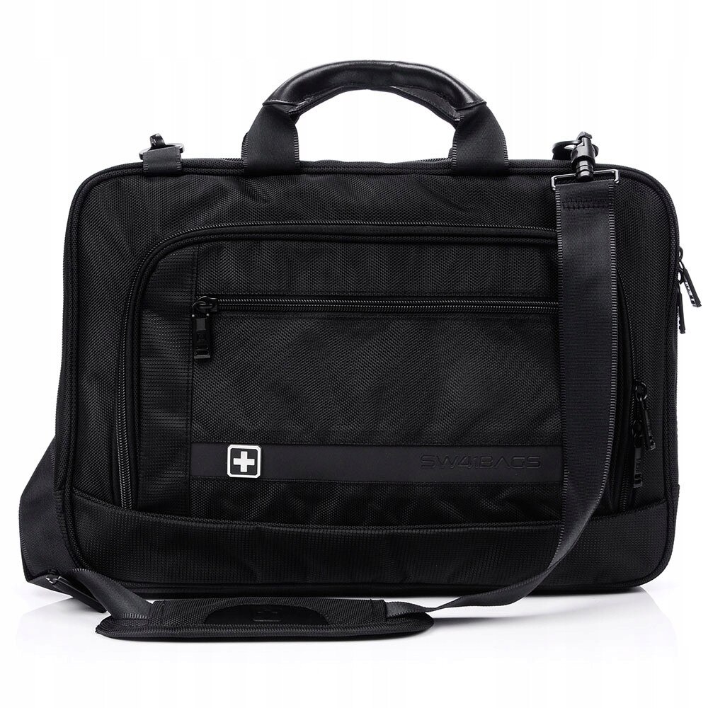 Geanta laptop SwissBags Sion, 6,2L, neagra, 41x28x6cm