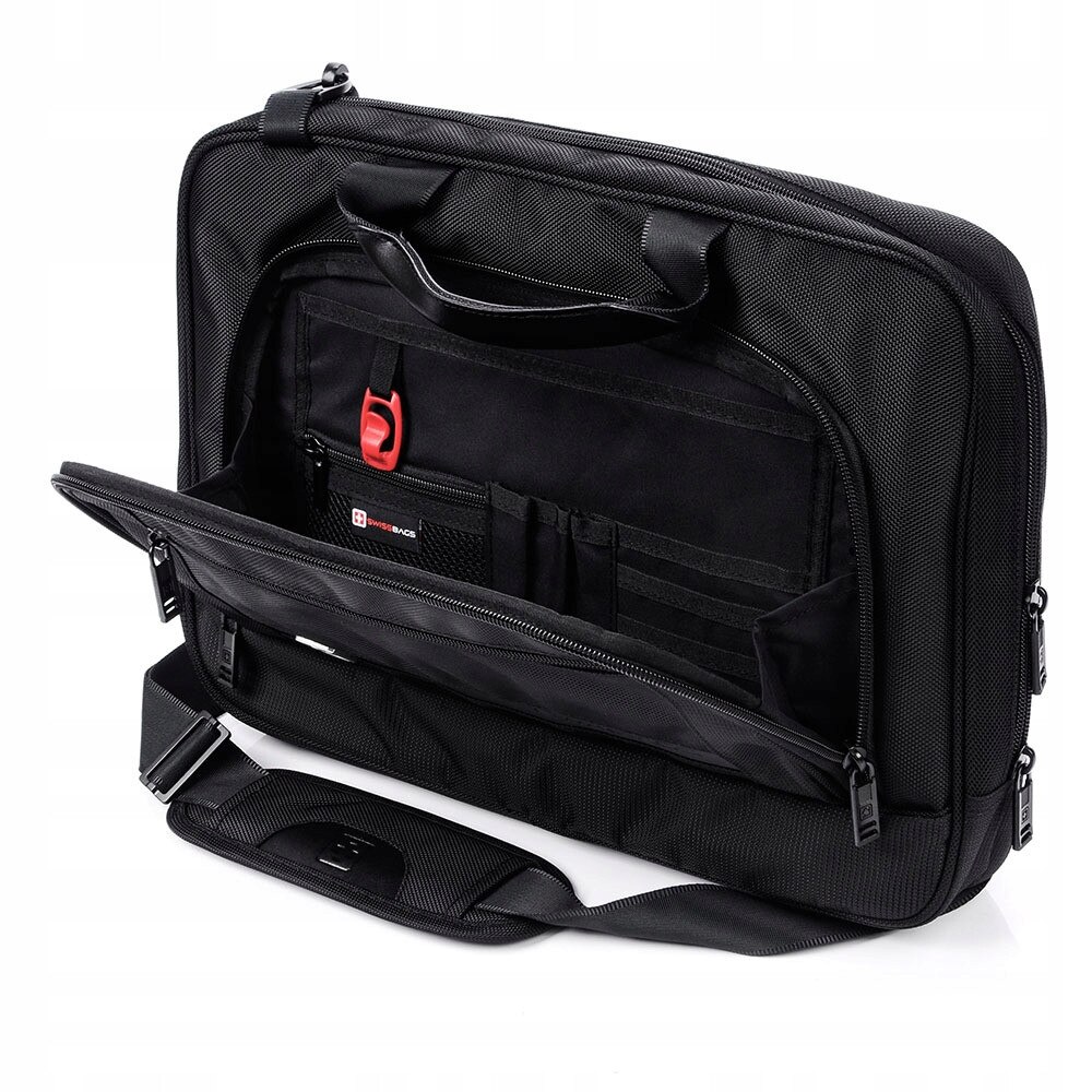 Geanta laptop SwissBags Sion, 6,2L, neagra, 41x28x6cm