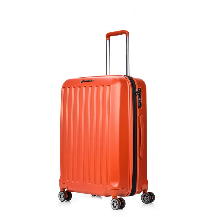 SwissBags Cosmos közepes bőrönd 65cm, narancssárga, 73-86l, ABS, 4 kerék