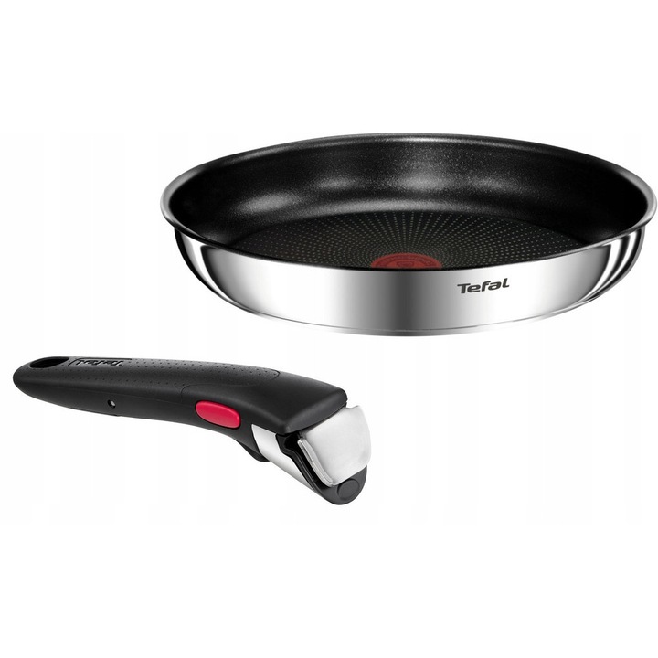 Комплект тигани Tefal Ingenio Emotion 24см + 2 дръжки, инокс, незалепващо покритие, за всички видове котлони