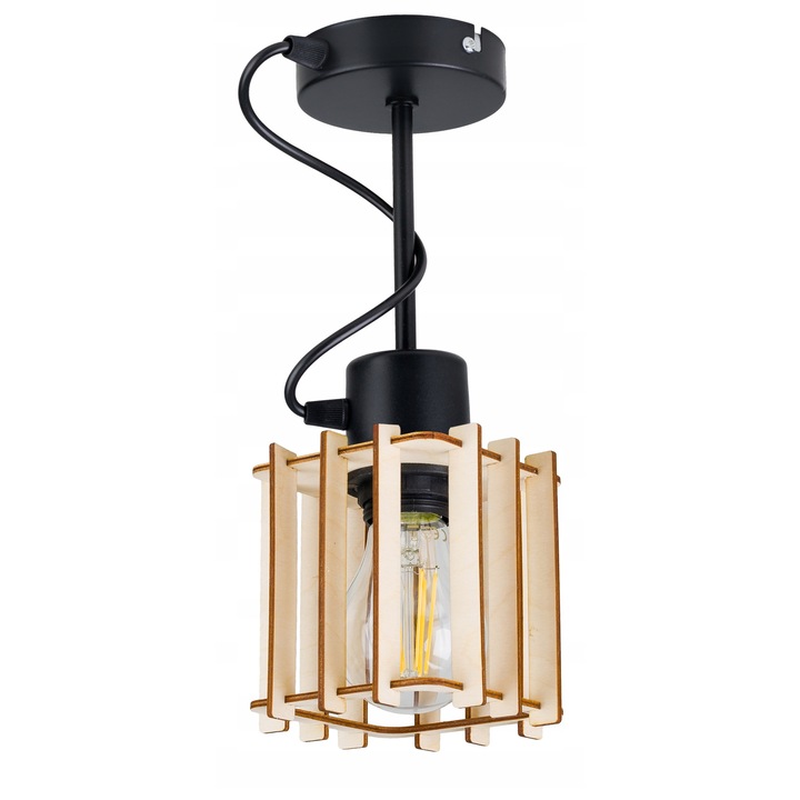 LED висяща лампа E27, дърво, 30см, 1 източник на светлина, ретро дизайн