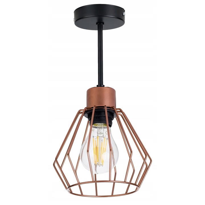 LED-ONE függőlámpa, fém, fekete/méz, 45x10cm, 1 db E27 fényforrás