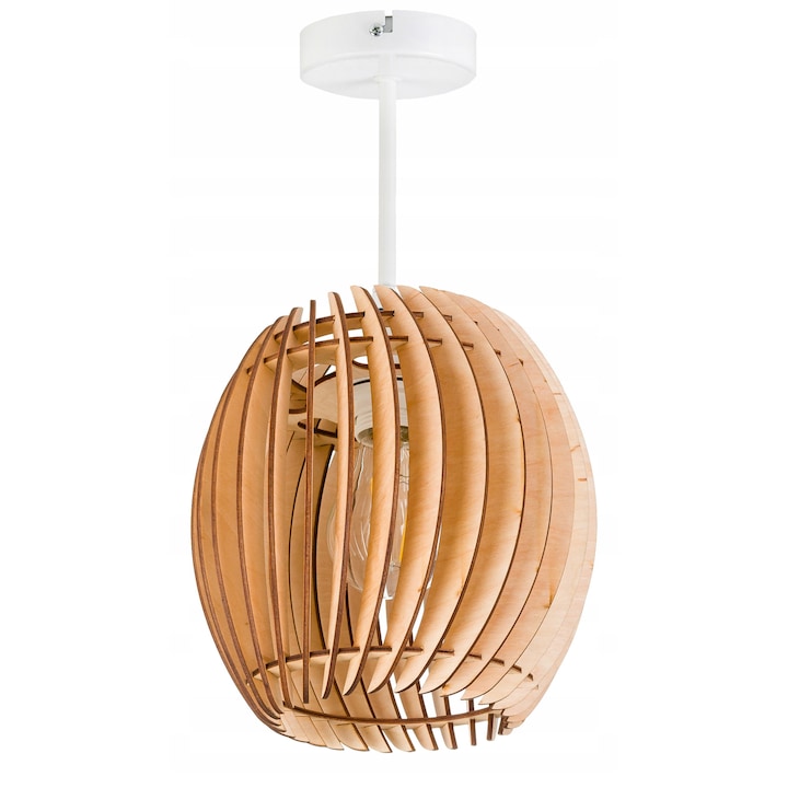LED полилей ONE, модел DREWNO LOFT, 1 източник E27, височина 20см, диаметър 20см, цвят дърво