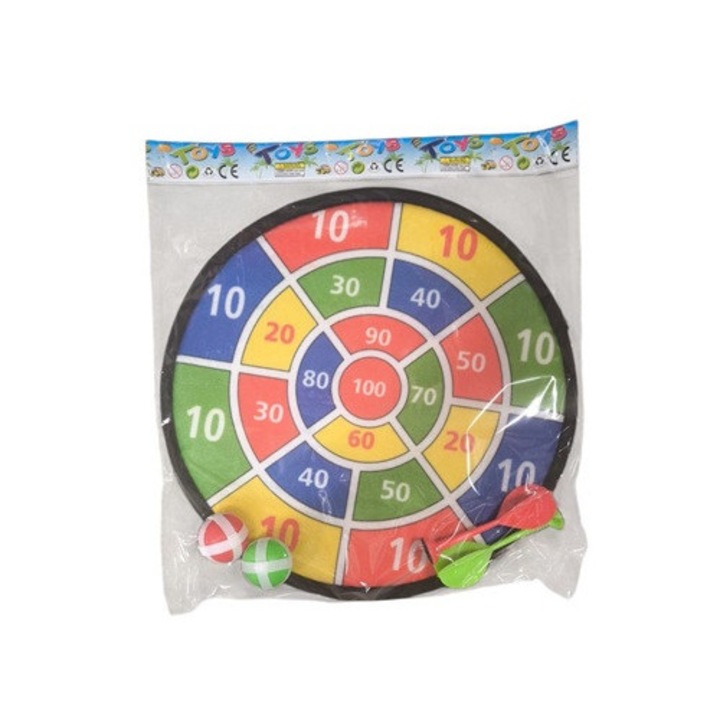 Darts tábla labdákkal és tépőzáras nyilakkal, 28 cm. Clini 2X-0381