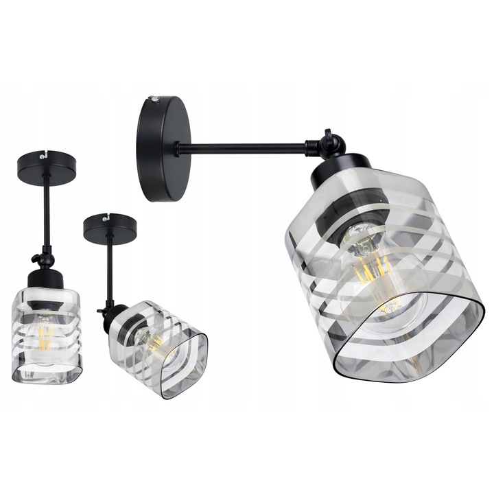 Lustra LED-ONE, set 2in1, plafon cu abajur din sticla, cromat, 10x13cm, E27, max 60W