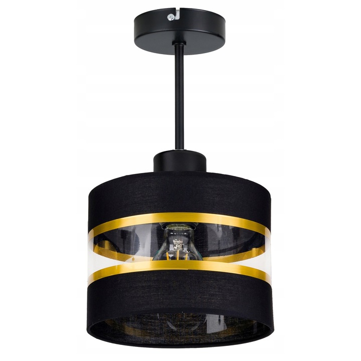 LED-ONE висяща лампа, абажур, 20см, черна със златни ивици, 1 източник на светлина E27, 40см височина