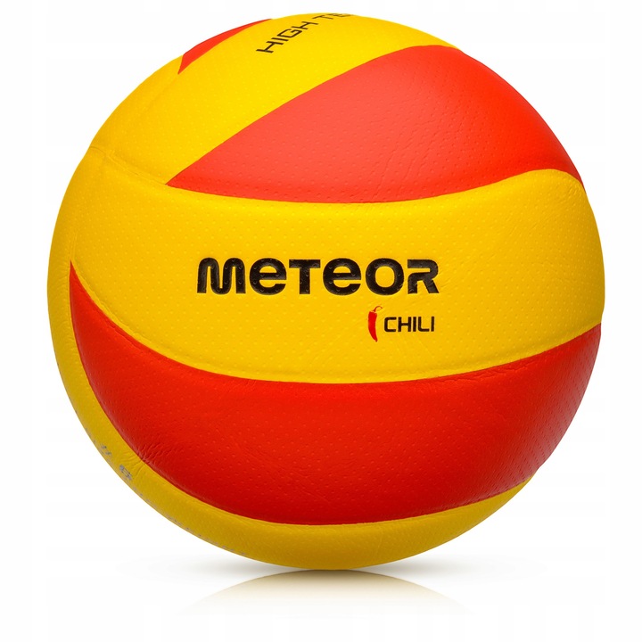 Волейболна топка Meteor Chili PU #5, жълто-червена, 8 панела, за закрито и открито