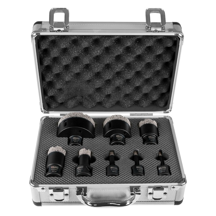 Set carote diamantate Richmann 6-68mm M14, 8 bucati, pentru gresie si marmura, dimensiuni 180x240x90mm
