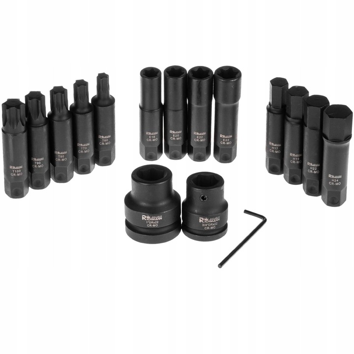 Set 16 chei tubulare impact Torx Imbus Richmann 3/4" 1" crom-molibden 345x240x70mm