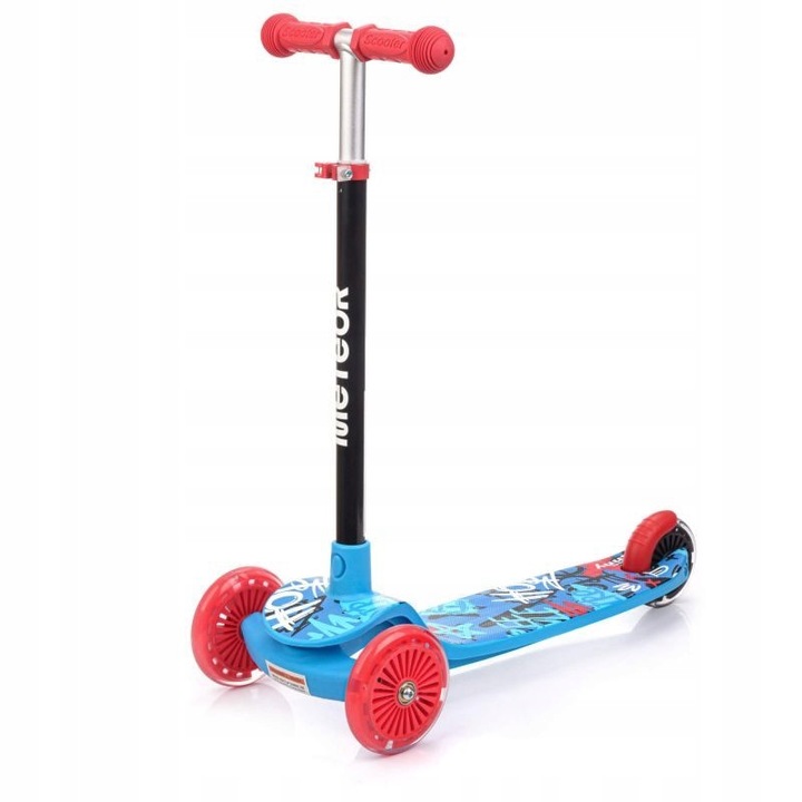 Meteor Funny egyensúlyozó roller, 3 kerék, piros-kék, állítható, gyerekeknek, max. 50 kg