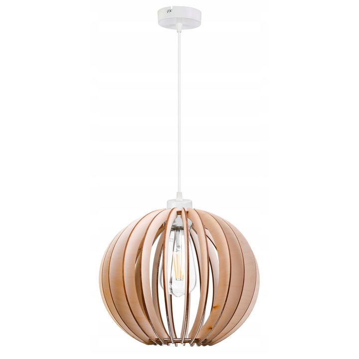 LED-ONE függőlámpa, retro modell, fa, 1x E27, állítható magasság 100cm, átmérő 23cm