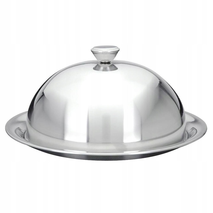Tava servire cu clopot, Excellent Houseware, 20cm, 24x24cm, inox, argintie