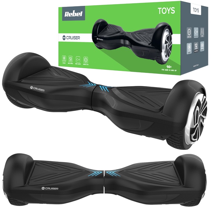Deskorolka electrica Rebel Cruiser, 2x250W, 12 km/h, alb, 6,5"