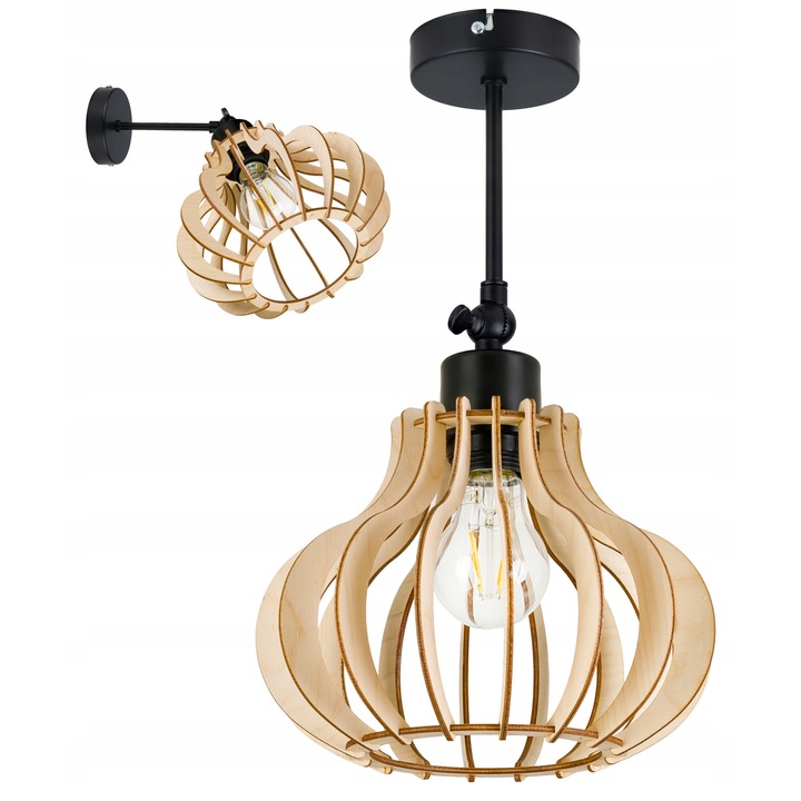 LED-ONE Пендел, E27, димируем, дърво, 10x2,5см, 18см височина, 23см диаметър