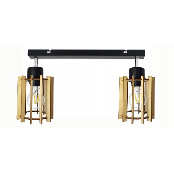 Lampa suspendata, LED-ONE, retro, lemn, 2 surse de lumina, 40x5cm, 12,5cm diametru