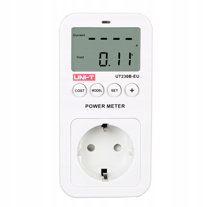 Contor de energie (wattmetru) UNI-T UT230B-EU, afisaj LCD, masurare tensiune/curent/putere/energie, alb, 130x65x37 mm