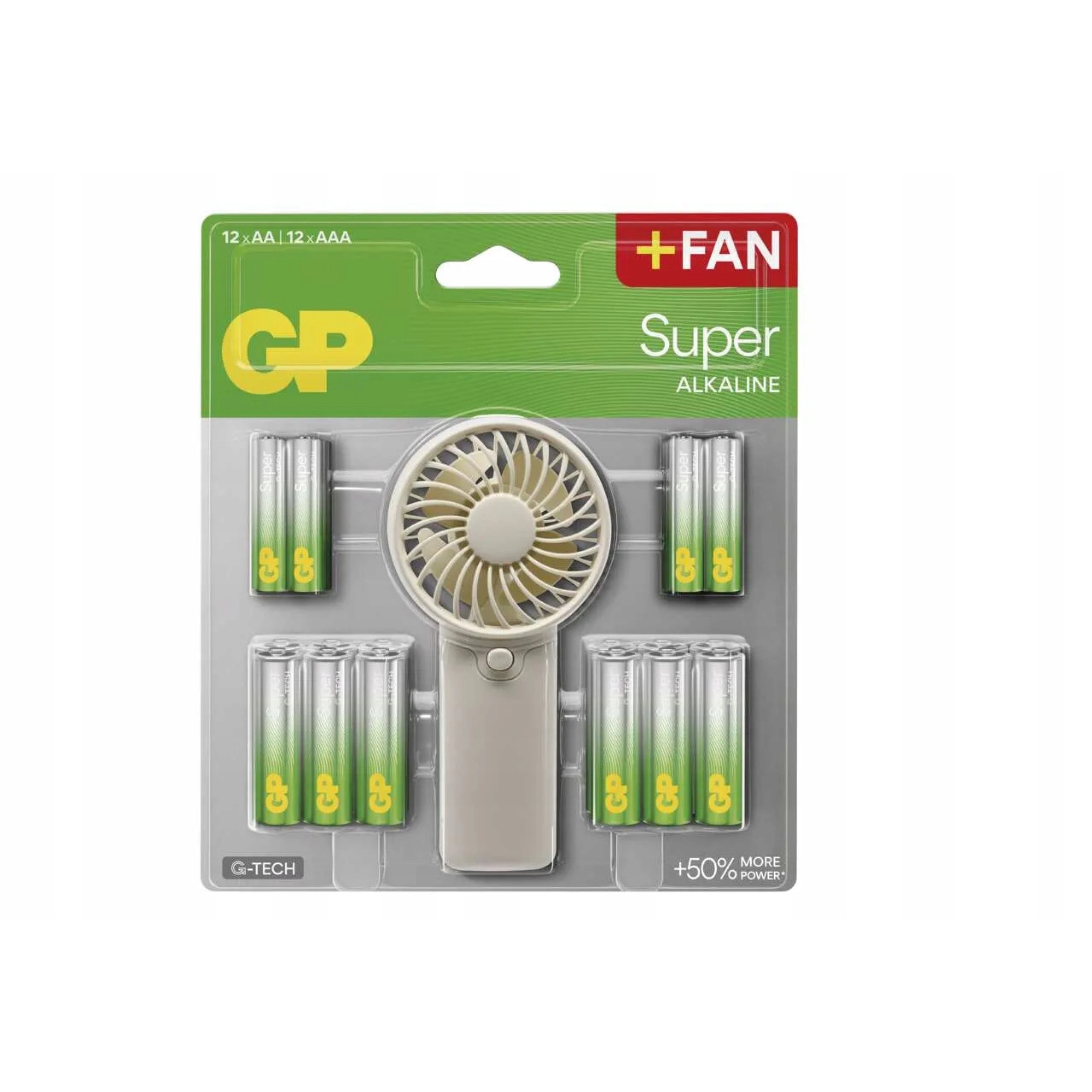 Set baterii AA si AAA, GP, 12xAA + 12xAAA, cu mini ventilator