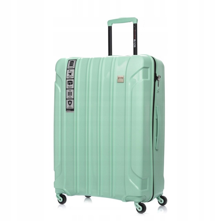 SwissBags Tourist gurulós bőrönd, 55cm, 40l, mentazöld, 4 kerék, TSA