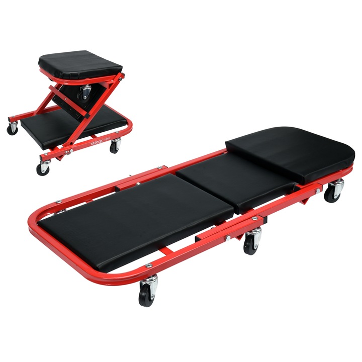 Sezlong atelier 2 in 1, Yato, metal, PVC, 6 roti, YT-08802