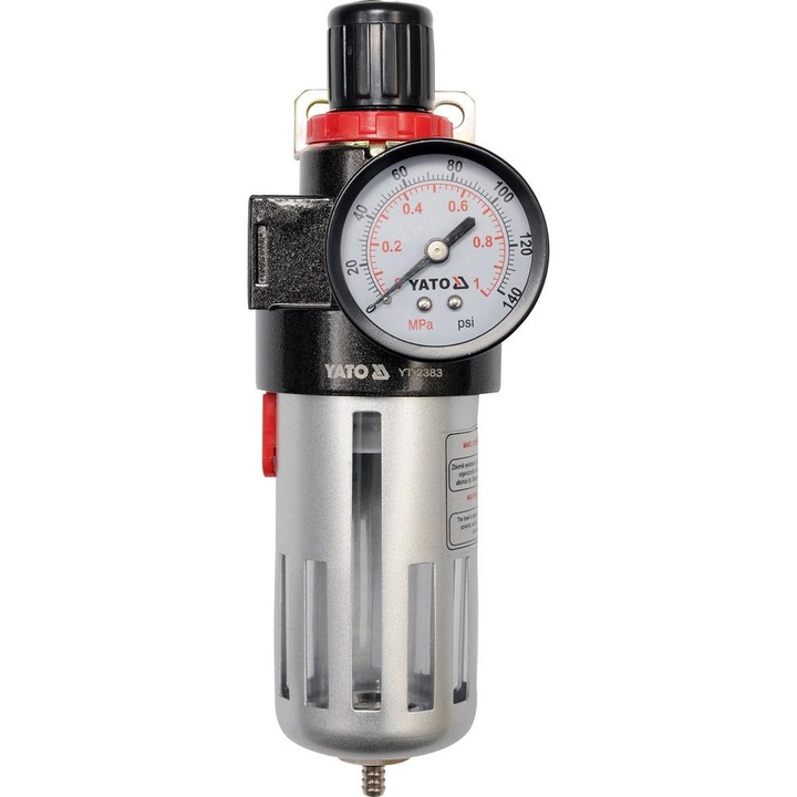 Reductor cu filtru si manometru Yato 1/2 inch rosu 90cm3