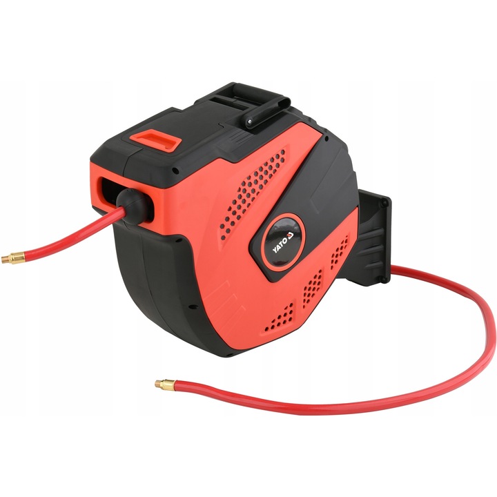 Furtun pneumatic 12,5mm x 15m cu suport automat Yato, rezistent la temperaturi extreme, PVC