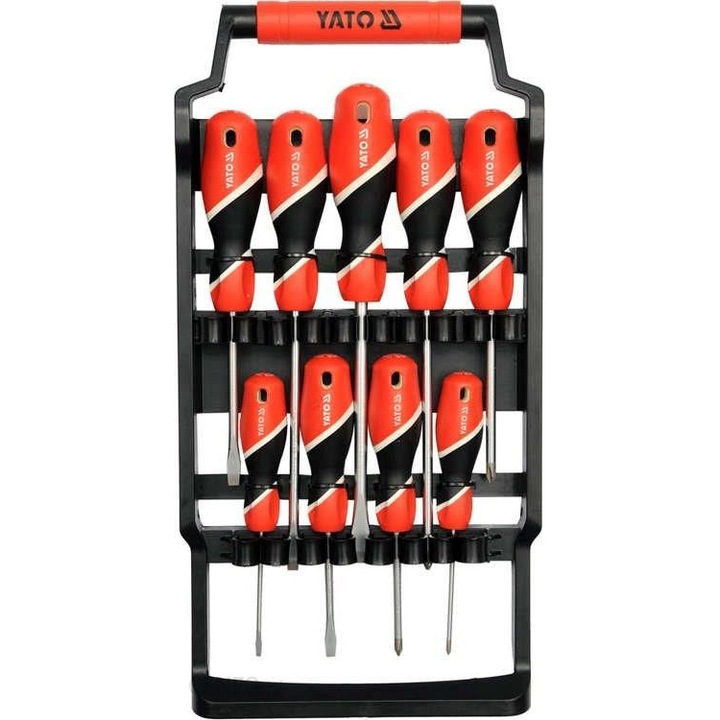 Комплект отвертки 9 части Yato, микс от видове и размери, S2, 58 HRC