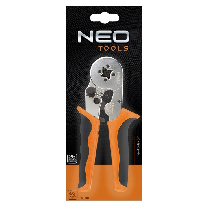 NEO TOOLS 01-507 krimpelő fogó 0,25-6 mm2-es sarukhoz, 170mm, ergonomikus, csúszásmentes