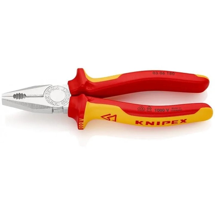 Knipex univerzális fogó rézkábelek vágásához, VDE szigetelt, 180x55x20mm