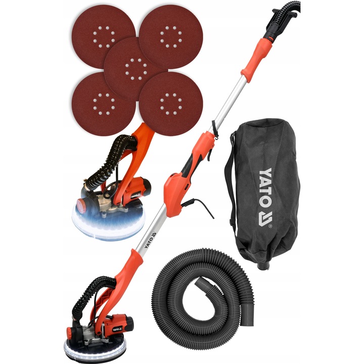 Slefuitor pe inaltime cu aspirator 820W, Yato, 165cm, LED, 3.7kg