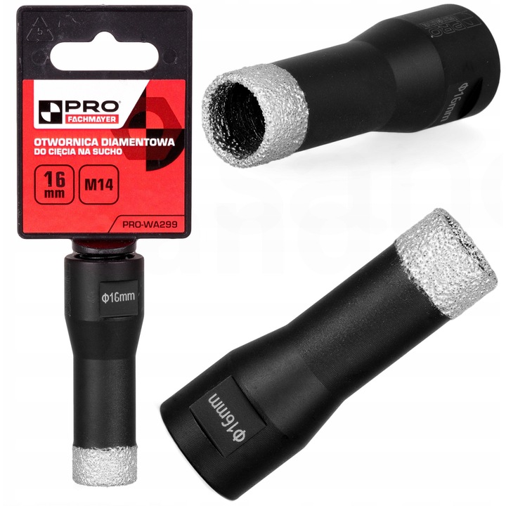 Gyémánt fúró 16mm Pro, M14, csempéhez, kerámiához, betonhoz