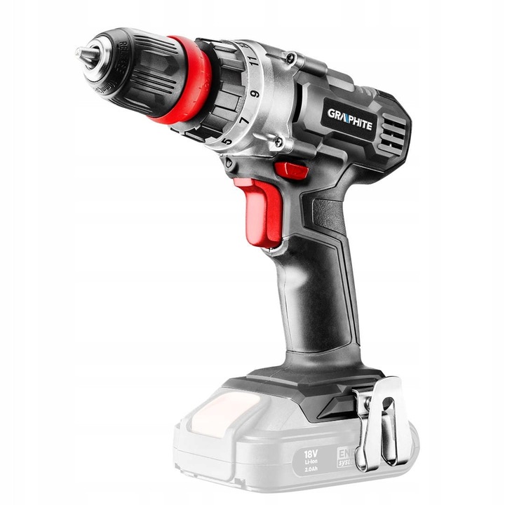 GRAPHITE 18V fúró-csavarozó, 2 db 2Ah akkumulátor, 10mm, 1,1kg, komplett készlet