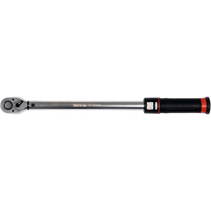 Динамометричен ключ Yato YT-07605 1/2'' 20-220 Nm, от хром-молибденова стомана, с куфар, черен/сребрист, 1 бр.