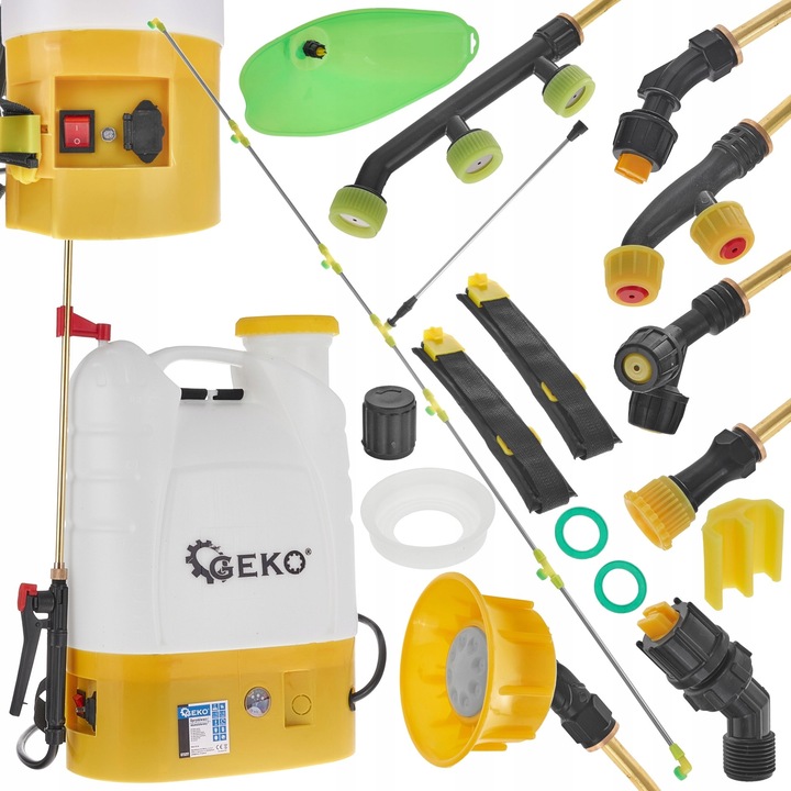 Opryskiwacz electric 16L cu 7 duze, Geko, acumulator 12V 8Ah, 35W, set complet