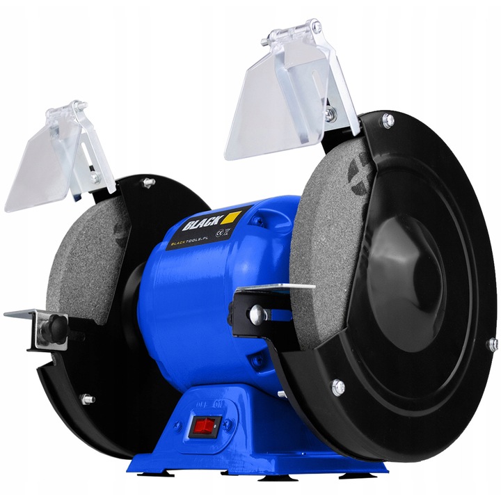 Fekete asztali köszörű, 200mm, 1700W, 2950RPM, 2 kővel, 17x13cm